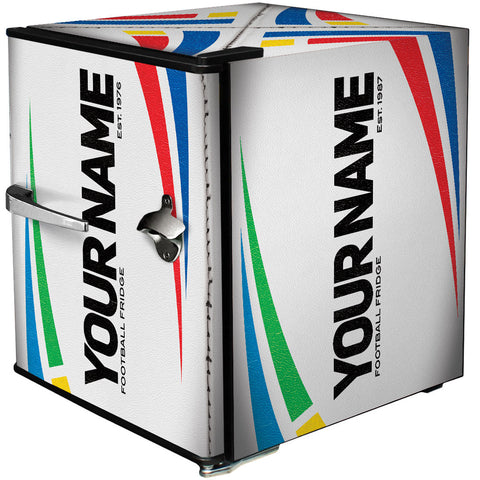 Retro Rugby Design Vintage Mini Bar Fridge With Opener - 6 Colour Ways to Choose from - Add Your Own Name - Model BC46B-RET-RUGBY