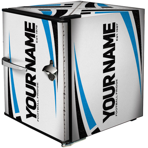 Retro Rugby Design Vintage Mini Bar Fridge With Opener - 6 Colour Ways to Choose from - Add Your Own Name - Model BC46B-RET-RUGBY