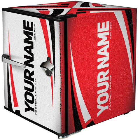 Retro Rugby Design Vintage Mini Bar Fridge With Opener - 6 Colour Ways to Choose from - Add Your Own Name - Model BC46B-RET-RUGBY