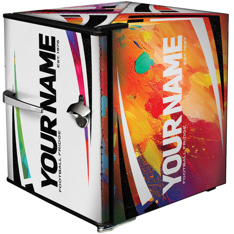 Retro Rugby Design Vintage Mini Bar Fridge With Opener - 6 Colour Ways to Choose from - Add Your Own Name - Model BC46B-RET-RUGBY