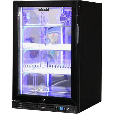 Schmick Quiet Running Front Venting Under Bench Glass Door Bar Fridge - Model SK116L-B