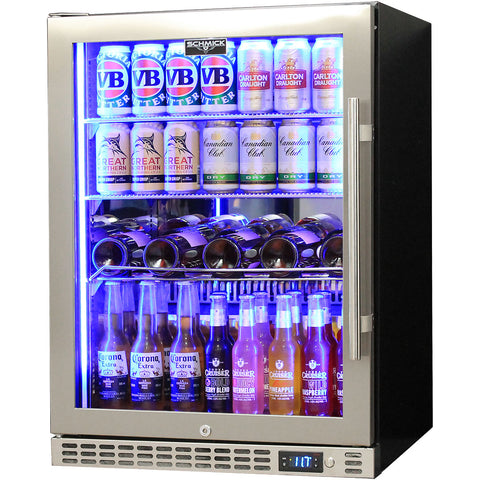 Schmick Quiet Running Front Venting Under Bench Triple Glazed Glass Door Bar Fridge - Model SK156L-SS