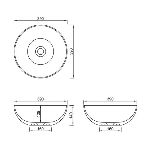 LONDON Matte White Basin (Round:390x390x145)
