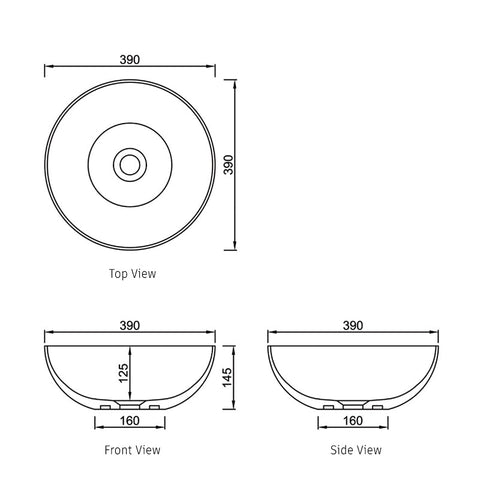 London Solid Surface Basin 390x390mm Matte White