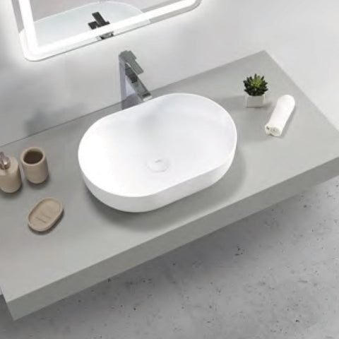 Portofino Solid Surface Basin 500x350mm Matte White