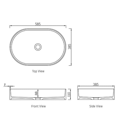 Noosa Solid Surface Basin 580x380mm Matte White