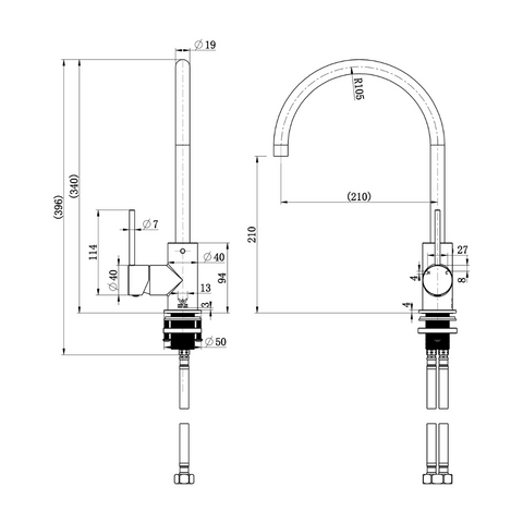 STRM004BM – Star Mini Kitchen Mixer – Brushed Bronze sketch