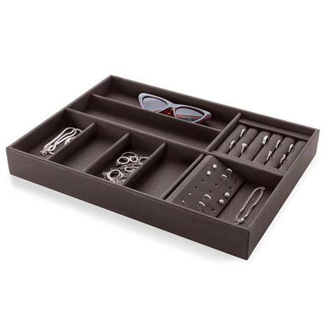 Night Earing Tray External Dimensions (W x D x H): 150mm x 410mm x 50 mm Finish: Moka BrownElephant GreyTaupe NOTE: Available 4-6 weeks from order placement. Hafele