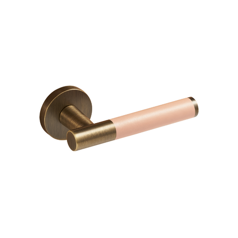 Santo Solid Brass Door Lever | Bronze & Tuscan Pink