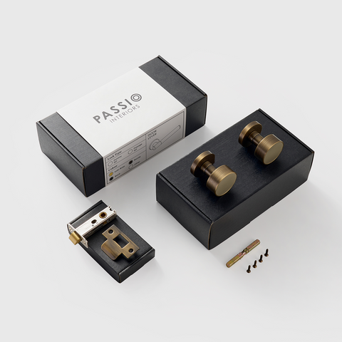 Santo Solid Brass Door Knob | Gold & Nero Black