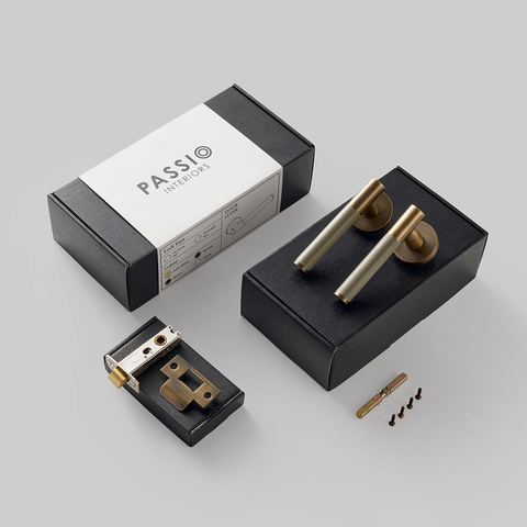 Santo Solid Brass Door Lever | Satin Nickel & Amalfi Beige