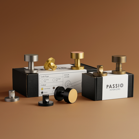 Santo Solid Brass Door Knob | Gold & Nero Black