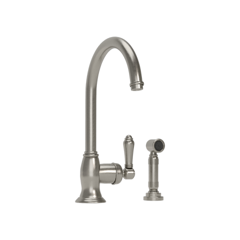 Single-Lever Kitchen Tap with Side Spray — Gooseneck Swivel Spout | Tivoli