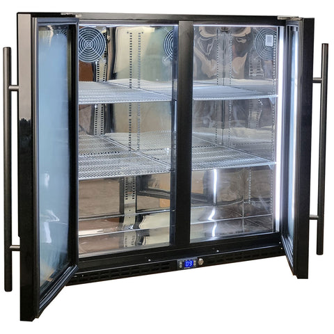 Schmick Black Quiet Running Front Venting Under Bench Triple Glazed 2 Door Bar Fridge - Model SK245-B