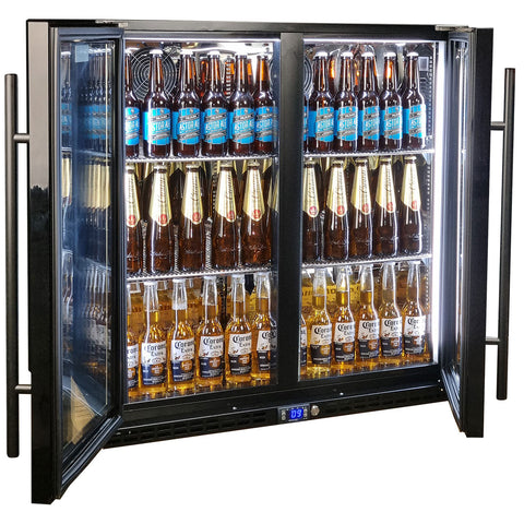 Schmick Black Quiet Running Front Venting Under Bench Triple Glazed 2 Door Bar Fridge - Model SK245-B