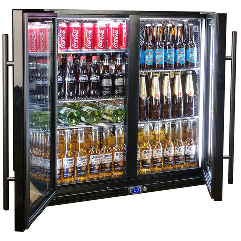 Schmick Black Quiet Running Front Venting Under Bench Triple Glazed 2 Door Bar Fridge - Model SK245-B