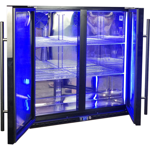 Schmick Black Quiet Running Front Venting Under Bench Triple Glazed 2 Door Bar Fridge - Model SK245-B
