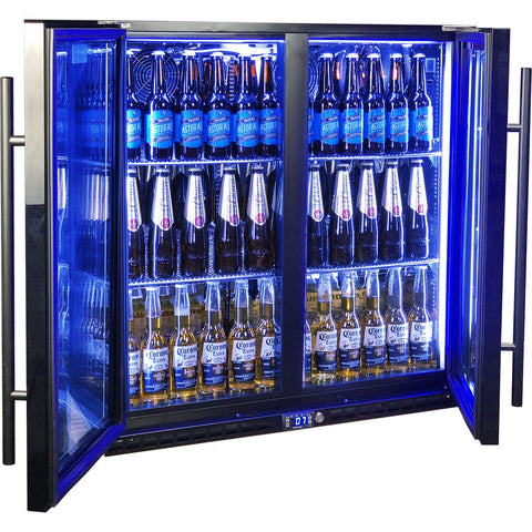 Schmick Black Quiet Running Front Venting Under Bench Triple Glazed 2 Door Bar Fridge - Model SK245-B