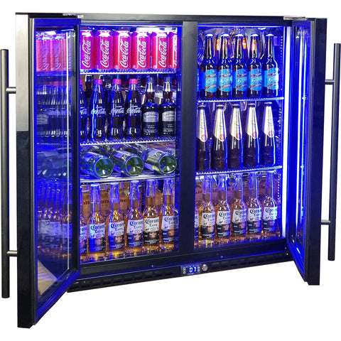 Schmick Black Quiet Running Front Venting Under Bench Triple Glazed 2 Door Bar Fridge - Model SK245-B