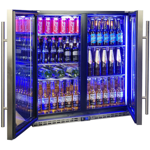 Schmick Quiet Running Front Venting Under Bench Triple Glazed Glass 2 Door Bar Fridge - Model l SK245-SS