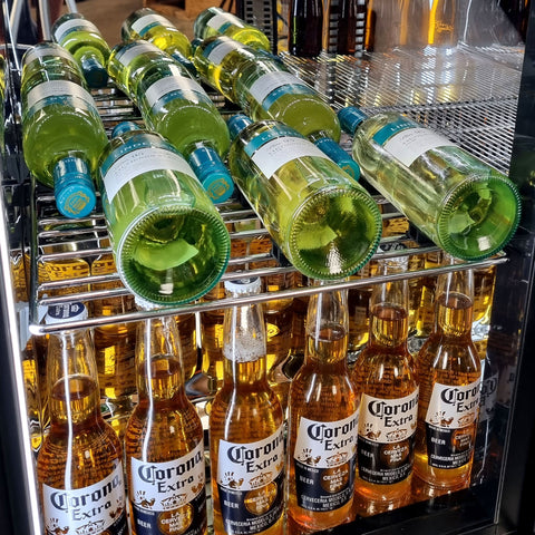 Schmick Quiet Running Front Venting Under Bench Triple Glazed Glass 2 Door Bar Fridge - Model l SK245-SS