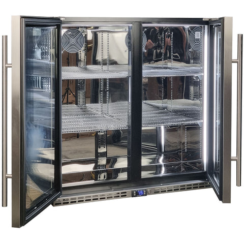 Schmick Quiet Running Front Venting Under Bench Triple Glazed Glass 2 Door Bar Fridge - Model l SK245-SS