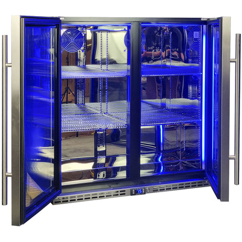 Schmick Quiet Running Front Venting Under Bench Triple Glazed Glass 2 Door Bar Fridge - Model l SK245-SS