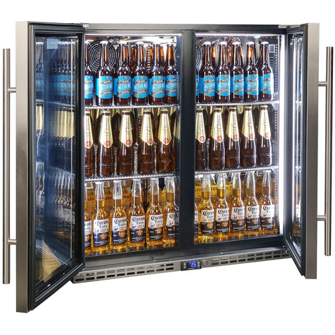 Schmick Quiet Running Front Venting Under Bench Triple Glazed Glass 2 Door Bar Fridge - Model l SK245-SS