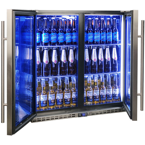 Schmick Quiet Running Front Venting Under Bench Triple Glazed Glass 2 Door Bar Fridge - Model l SK245-SS