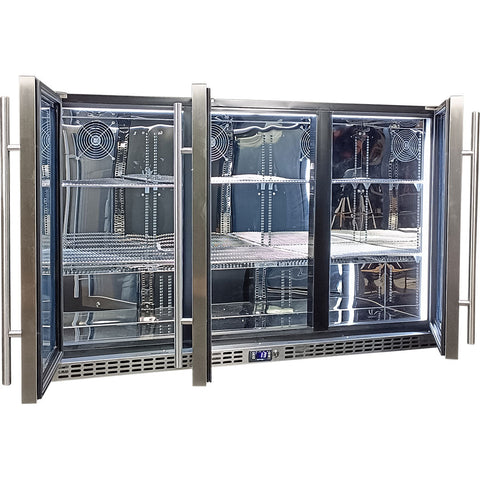 Schmick 3 Door Quiet Running Solid Stainless Steel Door Bar Fridge - Model SK386-SD