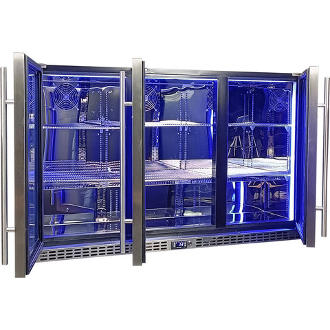 Schmick 3 Door Quiet Running Stainless Steel Glass Door Bar Fridge - Model SK386-SS
