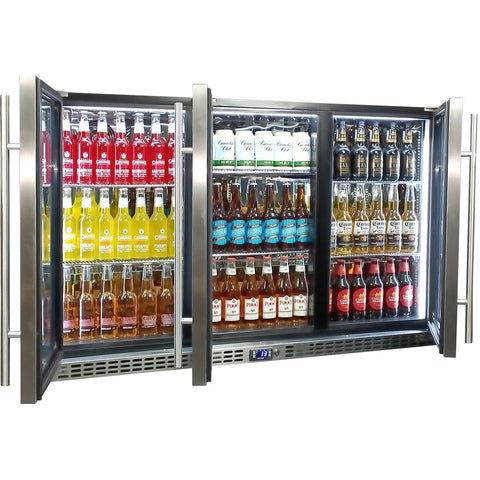 Schmick 3 Door Quiet Running Stainless Steel Glass Door Bar Fridge - Model SK386-SS
