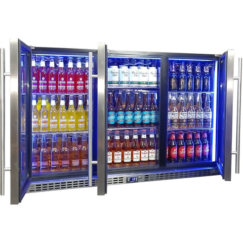 Schmick 3 Door Quiet Running Solid Stainless Steel Door Bar Fridge - Model SK386-SD