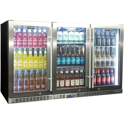 Schmick 3 Door Quiet Running Stainless Steel Glass Door Bar Fridge - Model SK386-SS