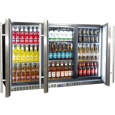 Schmick 3 Door Quiet Running Solid Stainless Steel Door Bar Fridge - Model SK386-SD