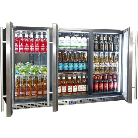 Schmick 3 Door Quiet Running Solid Stainless Steel Door Bar Fridge - Model SK386-SD