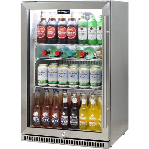 Schmick 304 Stainless Steel Bar Fridge Tropical Rated With Heated Glass and Triple Glazing - Model SK118L-SS