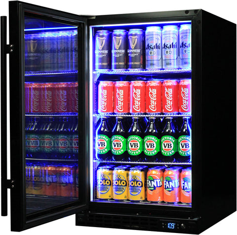Schmick Quiet Running Front Venting Under Bench Black Glass Door Bar Fridge Heated Glass - Model SK126L-B-HD
