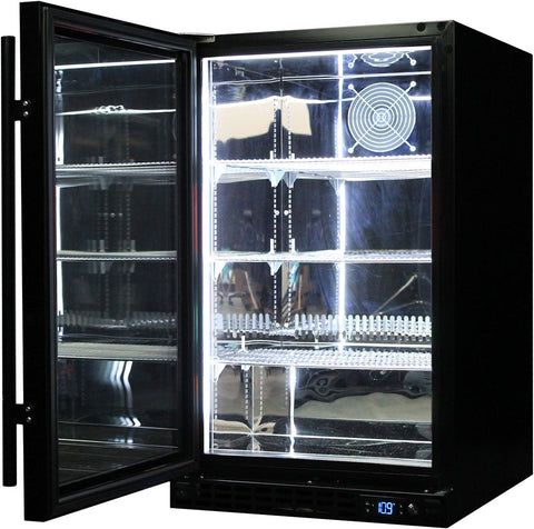 Schmick Quiet Running Front Venting Under Bench Black Glass Door Bar Fridge Heated Glass - Model SK126L-B-HD