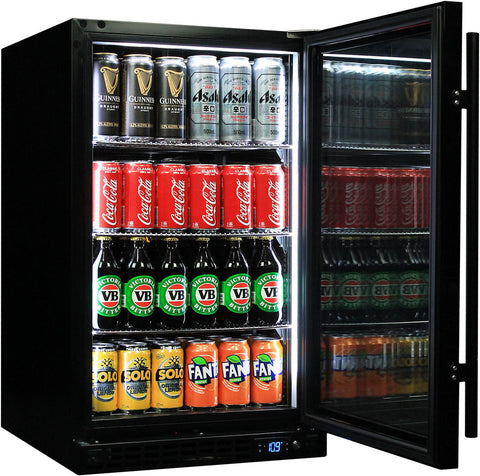 Schmick Quiet Running Front Venting Under Bench Black Glass Door Bar Fridge Heated Glass - Model SK126R-B-HD