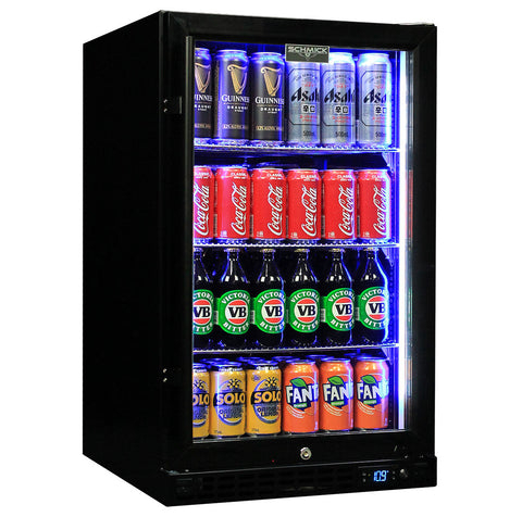 Schmick Quiet Running Front Venting Under Bench Black Glass Door Bar Fridge Heated Glass - Model SK126R-B-HD