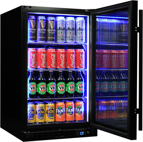 Schmick Quiet Running Front Venting Under Bench Black Glass Door Bar Fridge Heated Glass - Model SK126R-B-HD