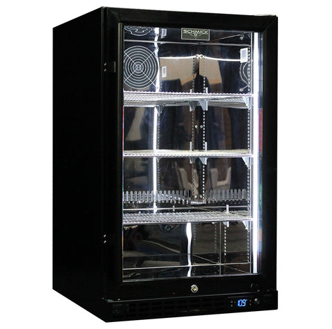 Schmick Quiet Running Front Venting Under Bench Black Glass Door Bar Fridge Heated Glass - Model SK126R-B-HD