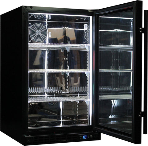 Schmick Quiet Running Front Venting Under Bench Black Glass Door Bar Fridge Heated Glass - Model SK126R-B-HD