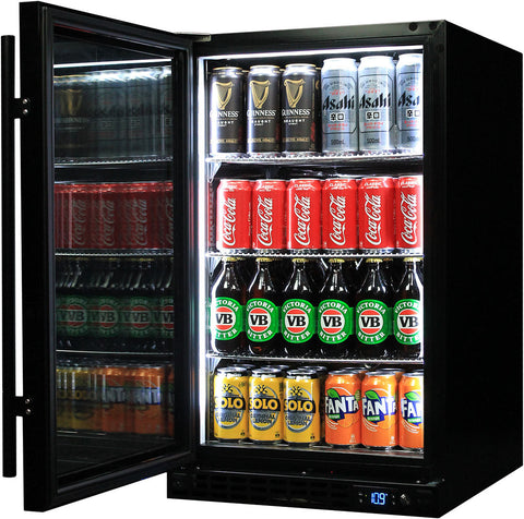 Schmick Quiet Running Front Venting Under Bench Black Glass Door Bar Fridge Heated Glass - Model SK126L-B-HD