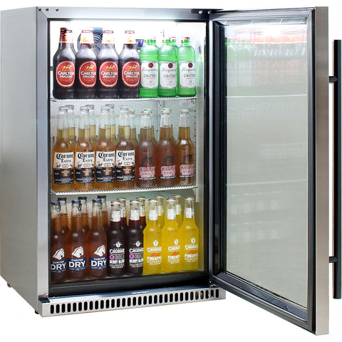 Schmick 304 Stainless Steel Bar Fridge Tropical Rated With Heated Glass and Triple Glazing 1 Door - Model SK118R-SS