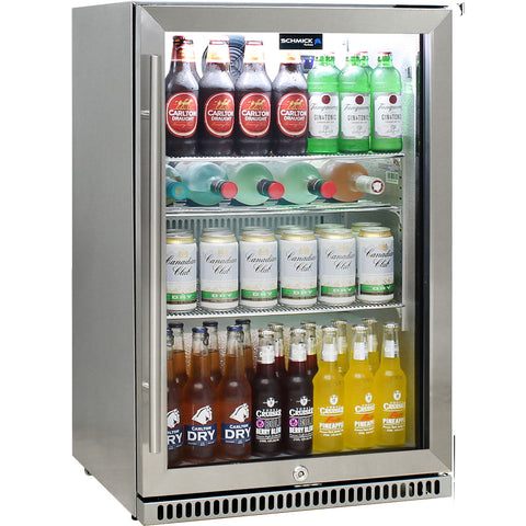 Schmick 304 Stainless Steel Bar Fridge Tropical Rated With Heated Glass and Triple Glazing 1 Door - Model SK118R-SS