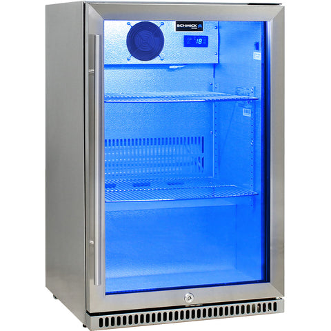 Schmick 304 Stainless Steel Bar Fridge Tropical Rated With Heated Glass and Triple Glazing 1 Door - Model SK118R-SS
