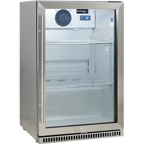 Schmick 304 Stainless Steel Bar Fridge Tropical Rated With Heated Glass and Triple Glazing 1 Door - Model SK118R-SS