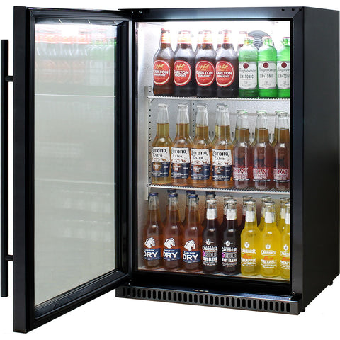 Schmick Black Bar Fridge Tropical Rated With Heated Glass and Triple Glazing 1 Door - Model SK118L-B